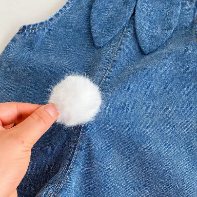 Autumn & Winter Baby Denim Overalls with Rabbit Ears – Cute One-Piece Long Pants