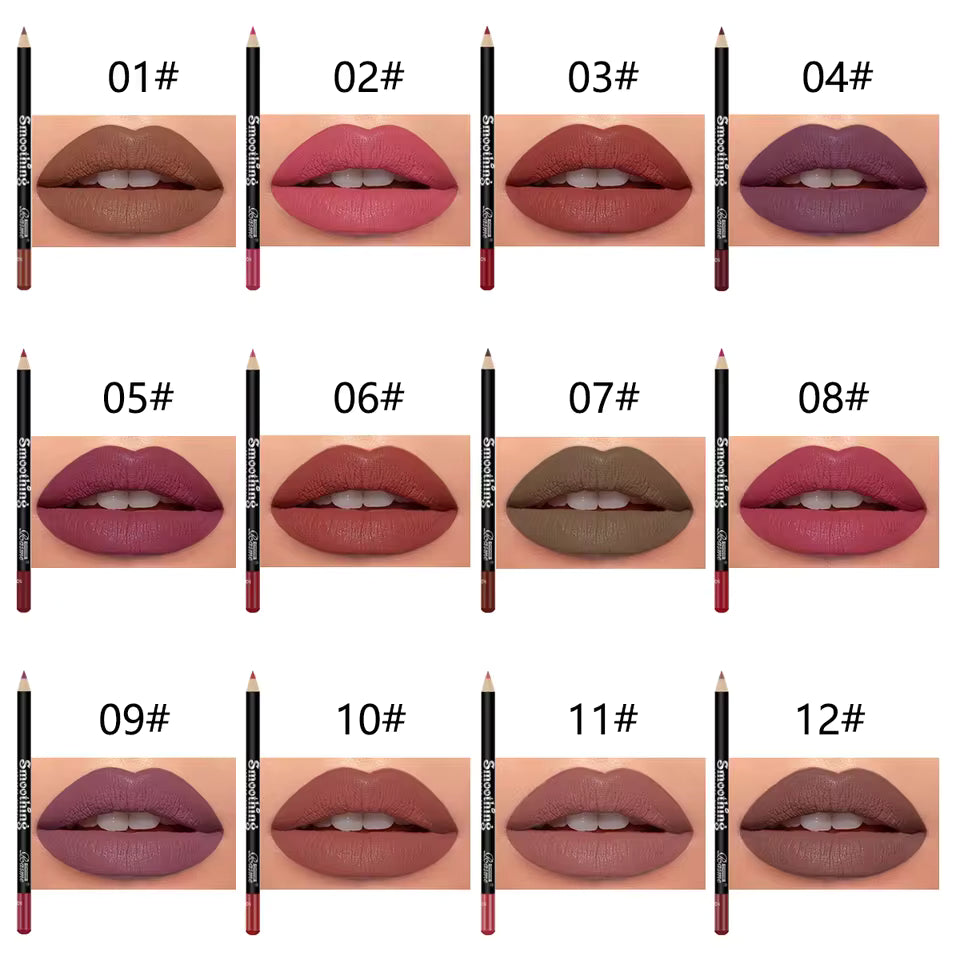 12‑Piece Long-Lasting Lipstick Set with Matte Lip Gloss & Professional Lip Liner – Perfect Valentine’s Day Gift for Women