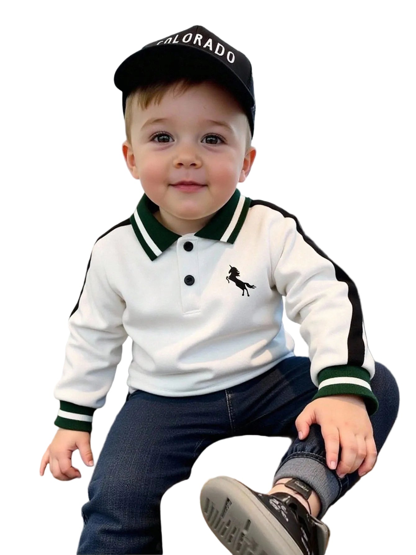 Autumn winter baby boy white lapel long sleeve top