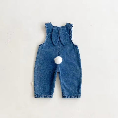 Baby denim overalls rabbit ears long pants fall winter clothing