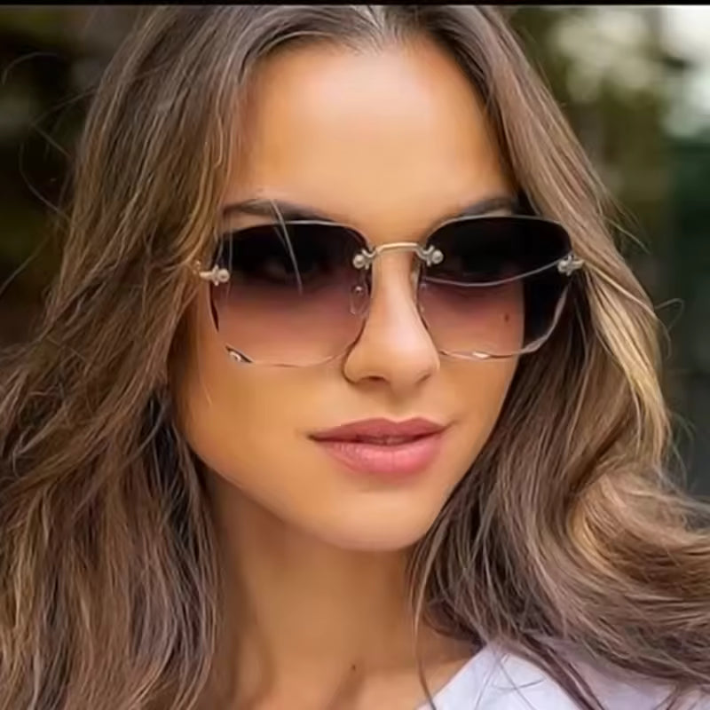 3PCS Square Rimless Sunglasses for Women & Men – Luxury Designer Summer UV400 Shades