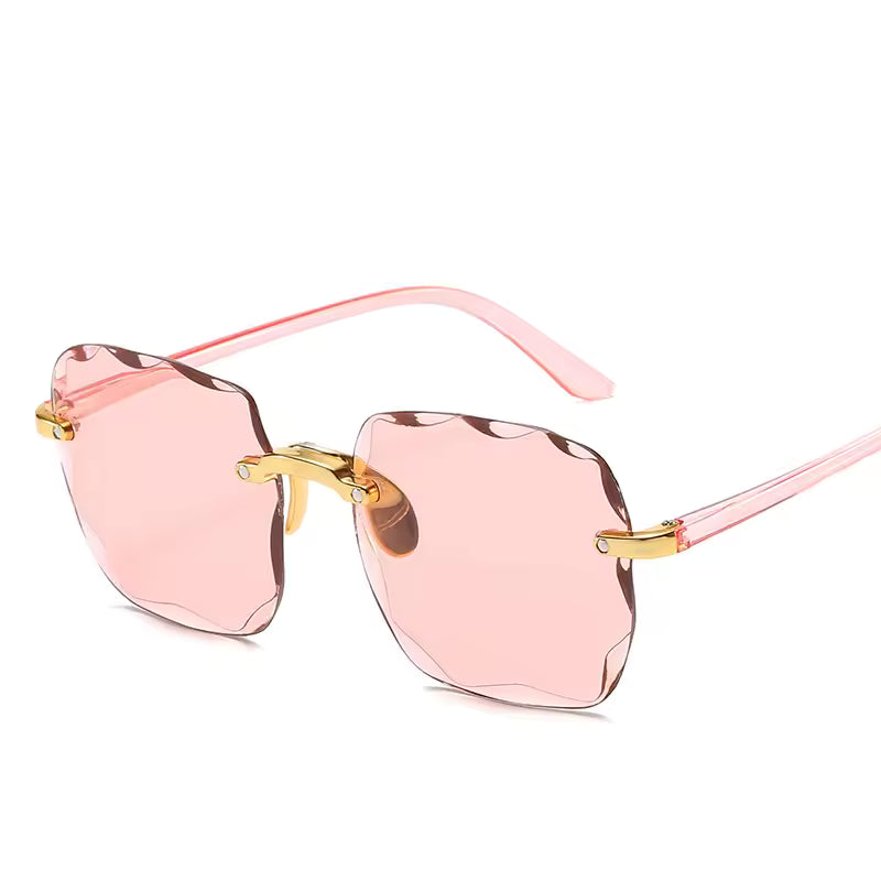 3PCS Rimless Summer Sunglasses Set, Red Fashion Sunglasses for Men and Women, UV400 Eye Protection