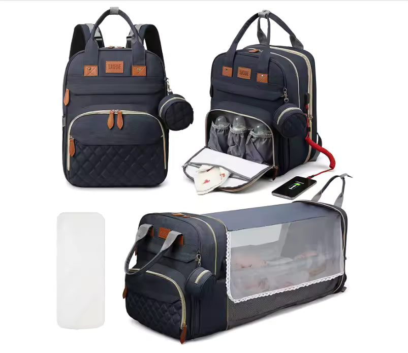 Insulated bottle pockets and padded straps diaper backpack for everyday use