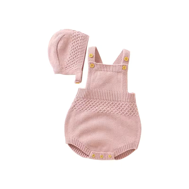 Newborn baby bodysuit sleeveless with matching hat
