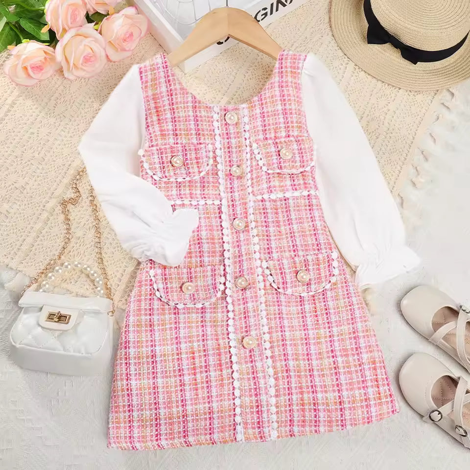Menoea Girls' Dress 2025 Autumn Long Sleeve Dress Girls' Fashion