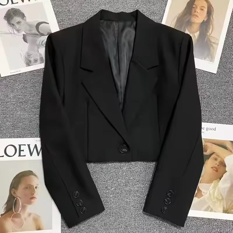 Black Cropped Blazers Woman