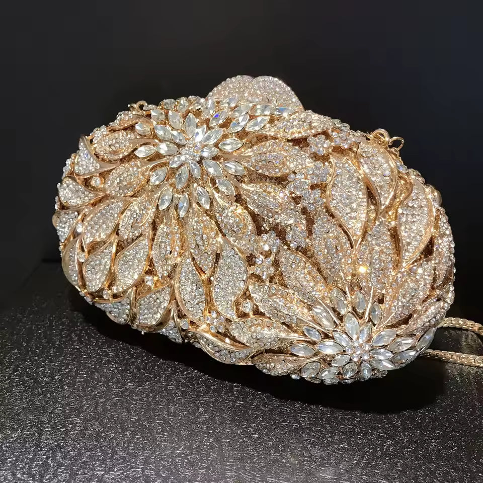 Gold Metal Evening Clutch Bags Luxury Women