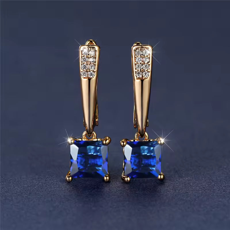 Antique Black Zircon Square Stone Earrings