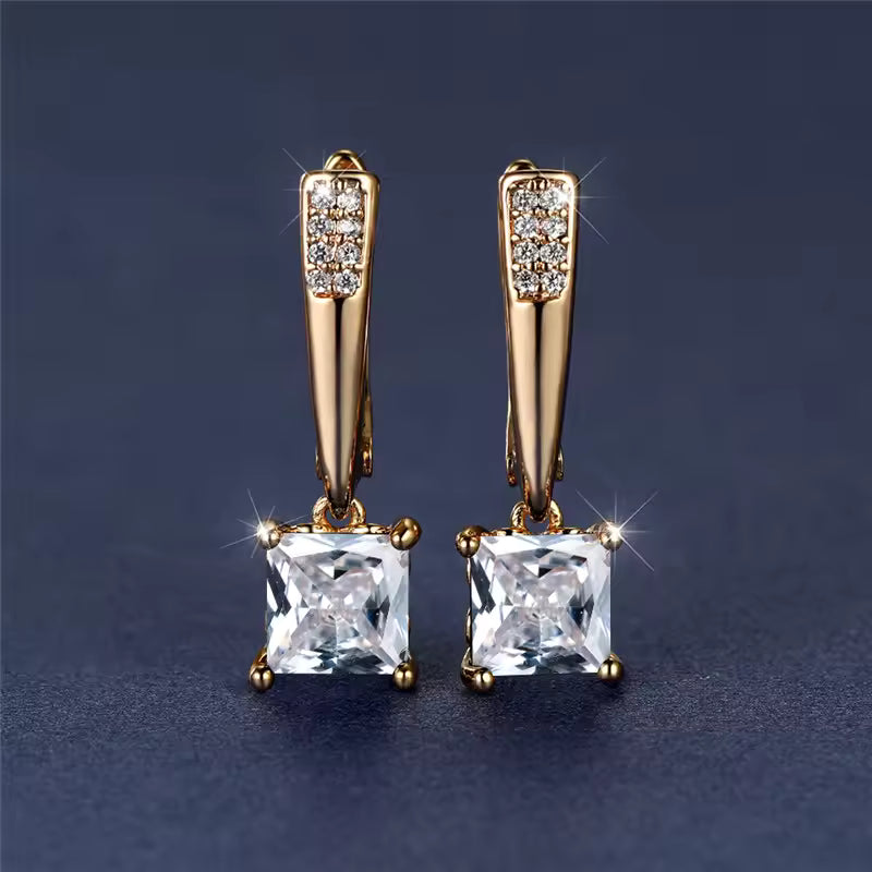 Antique Black Zircon Square Stone Earrings