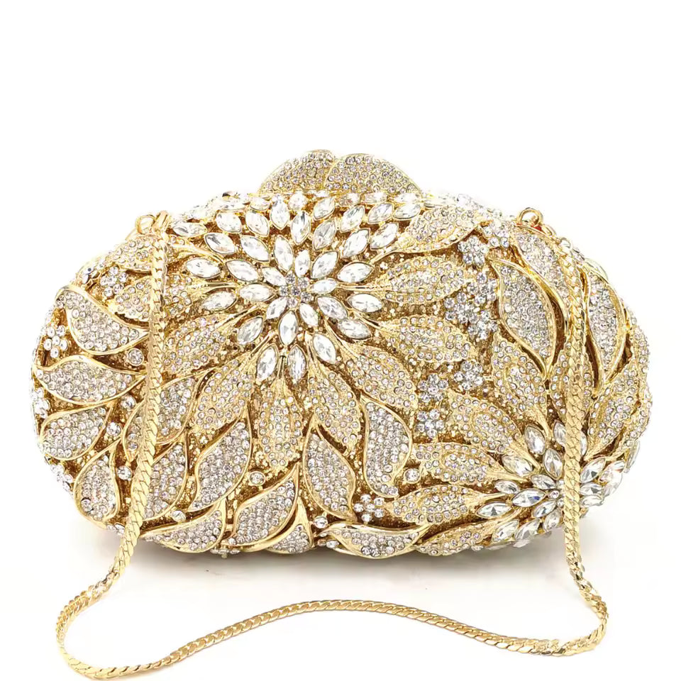 Gold Metal Evening Clutch Bags Luxury Women