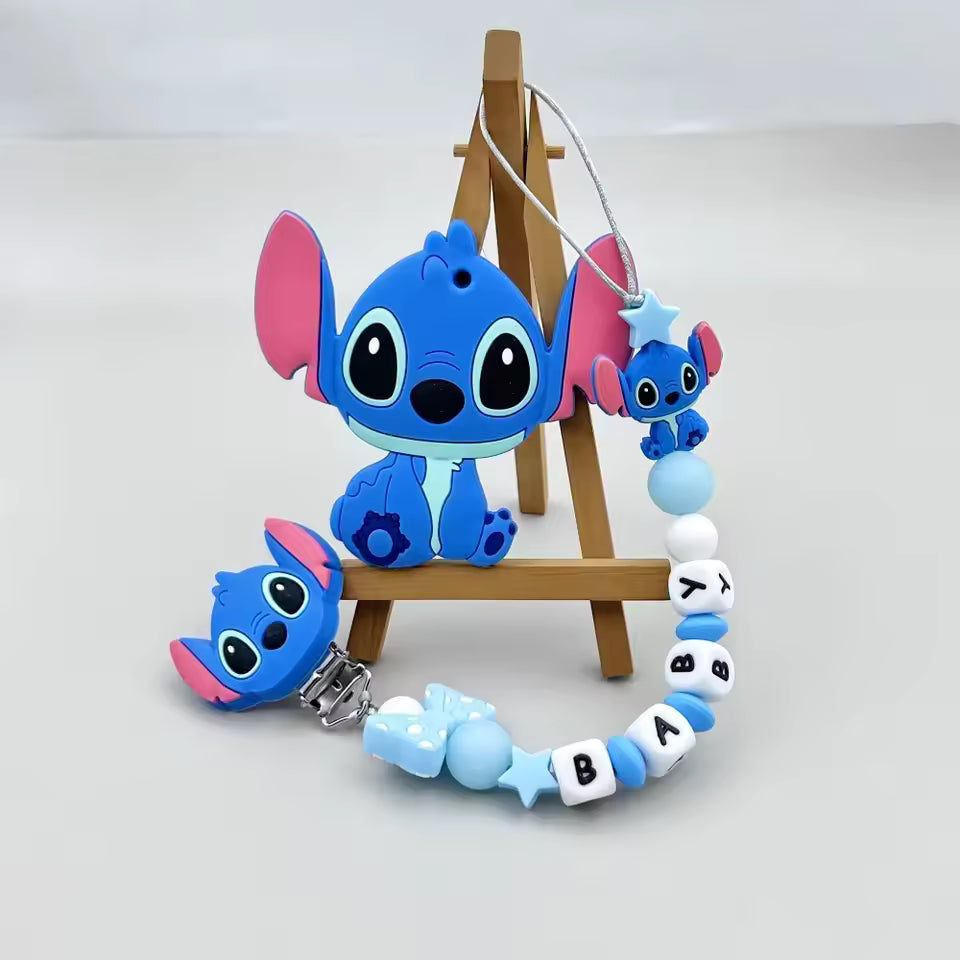 Letters Name Baby Cartoon Silicone Beads Pendant Pacifier Clips Chains Holder Teether Baby Kawaii Toy Baby Gifts
