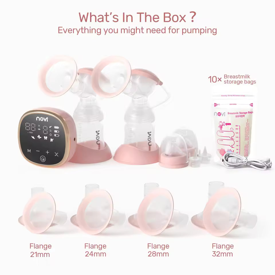 NCVI Double Electric Breast Pump, Portable Breast Pump Electric with 4 Modes 9 Levels,LED Display, 10pcs