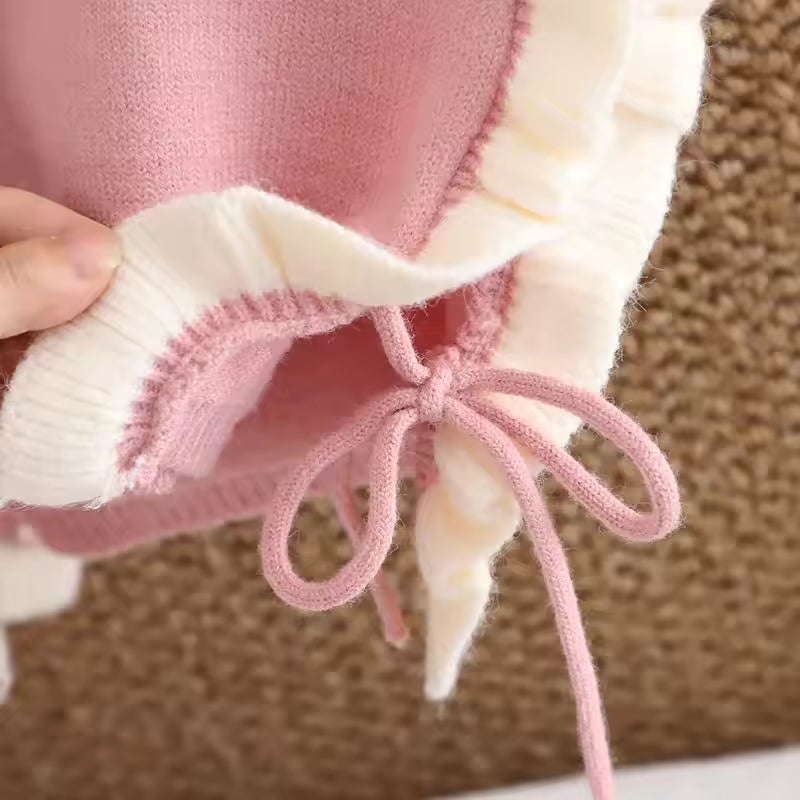 Baby Girl Sweet Princess Dress Knitted Vest Skirt Two Piece Set Children's Daily Casual Set Dress