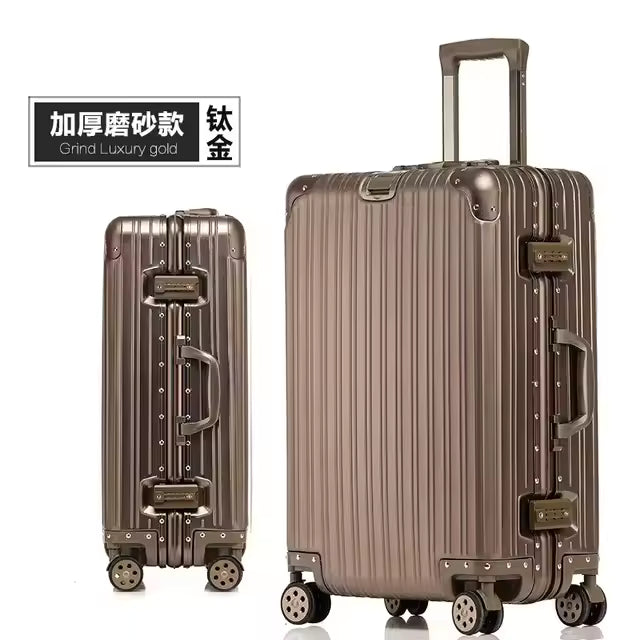 Two metallic suitcases 