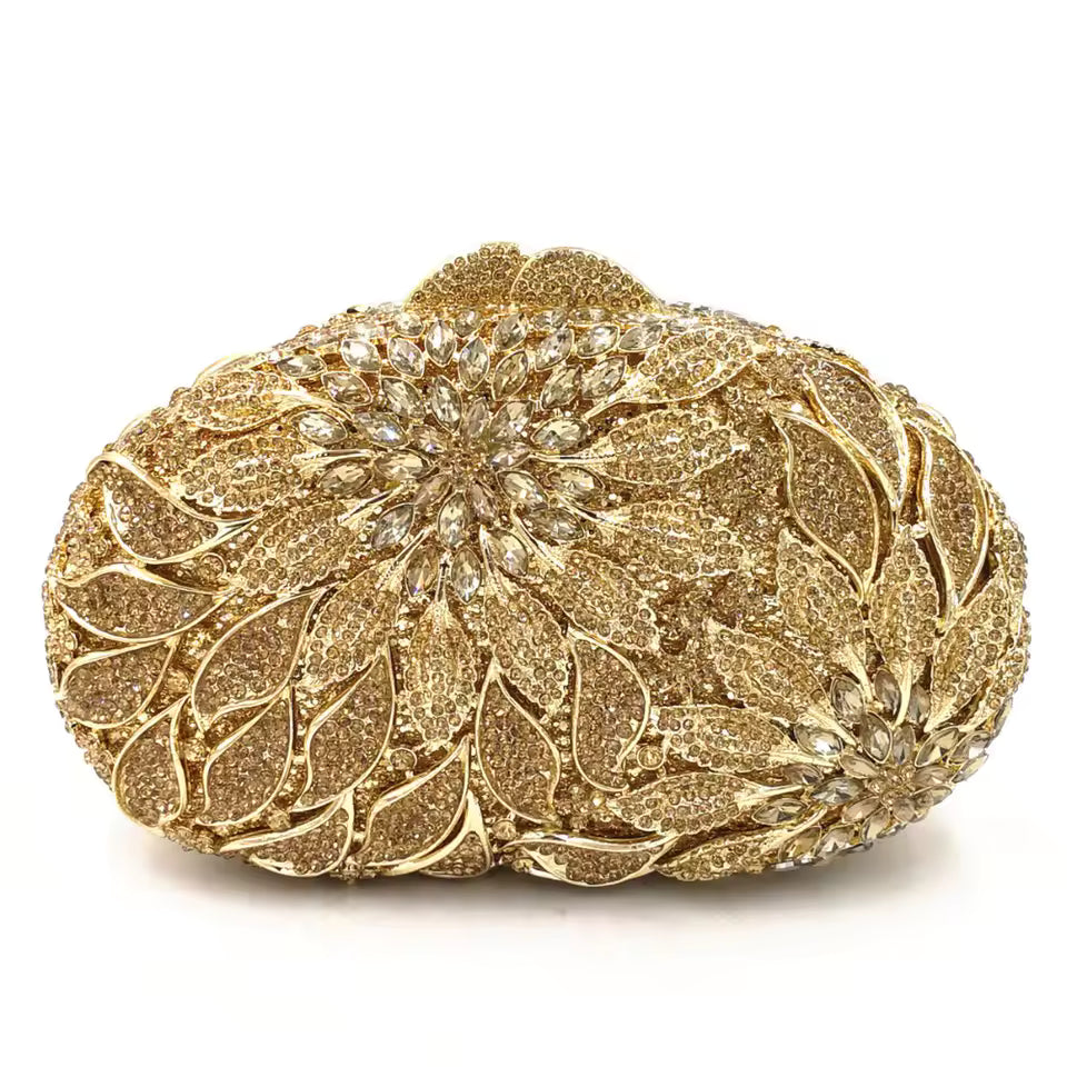 Gold Metal Evening Clutch Bags Luxury Women