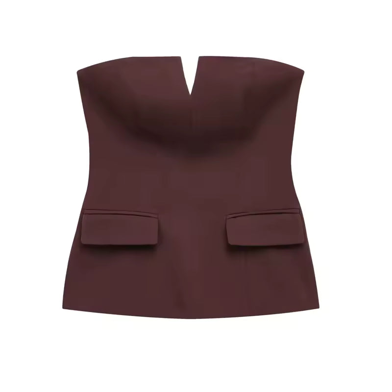 strapless top with front pocket 