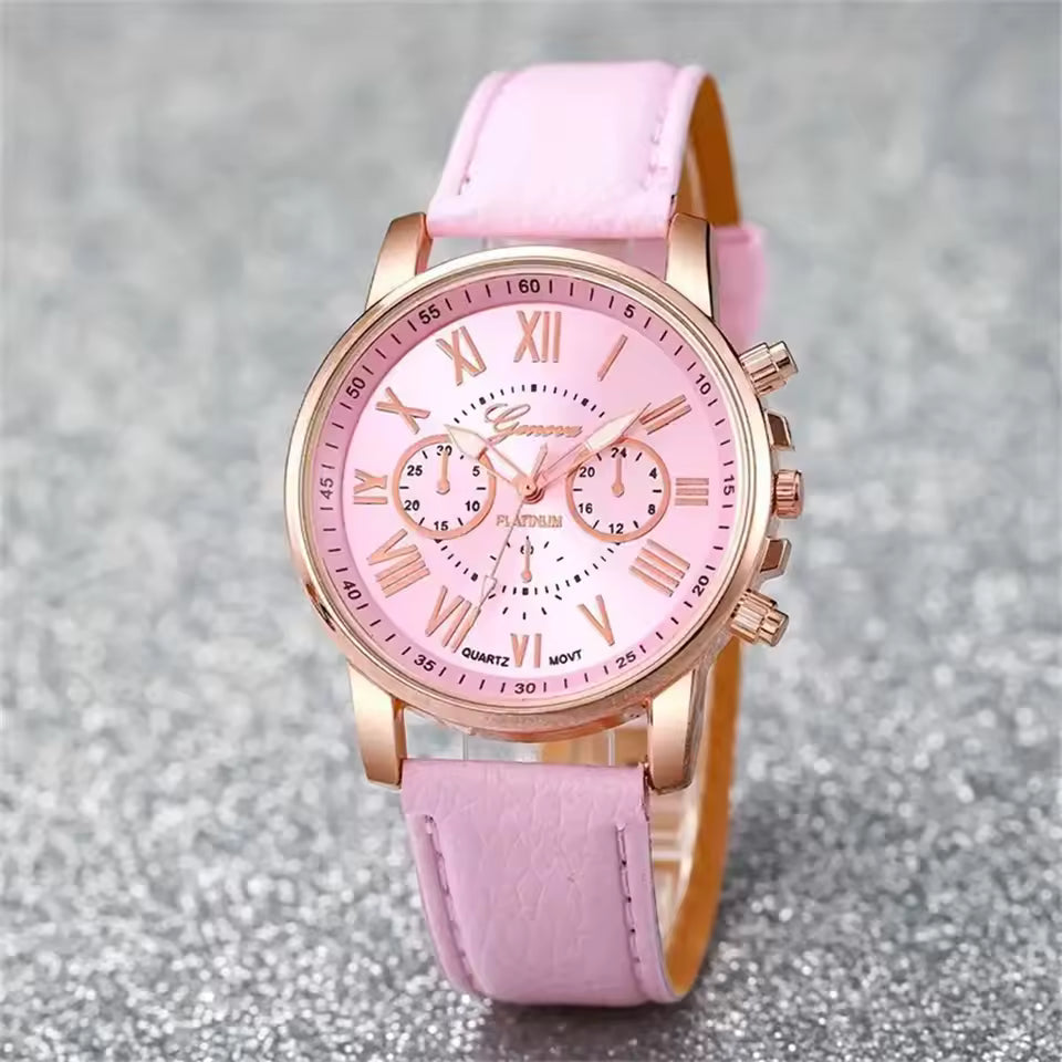 
Heart Rhinestone Detail on Women’s Fashion Quartz Watch, Leather Band Analog Wristwatch, Stylish and Elegant