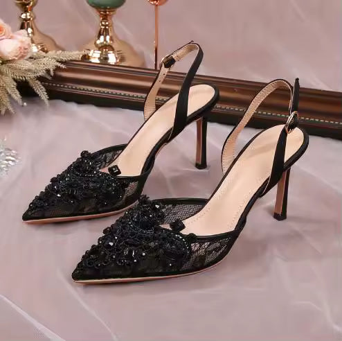 etro Women Shoes Navy Blue Pumps Summer High Heels 2025 Sandals Ladies Orange Straps Beige Latest Lace African Casual Low Solid