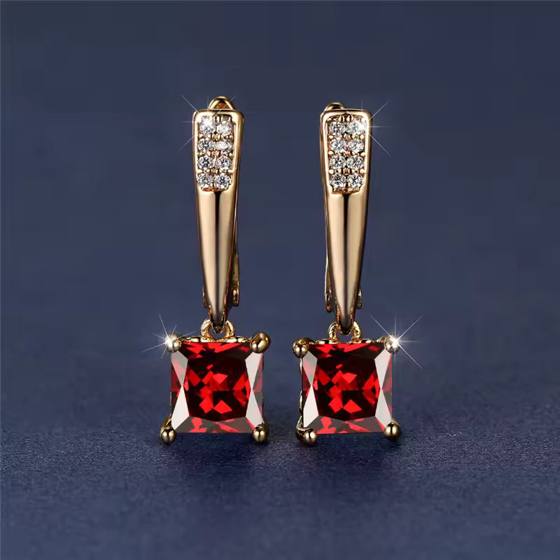 Antique Black Zircon Square Stone Earrings