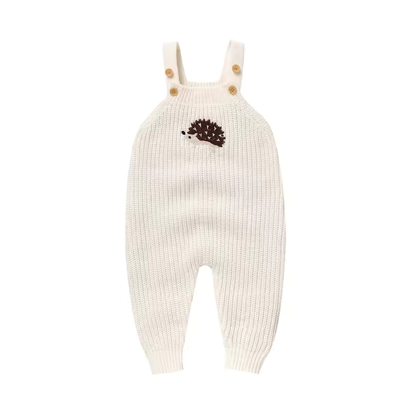 Baby sleeveless knitted sunsuit toddler hedgehog jumpsuit