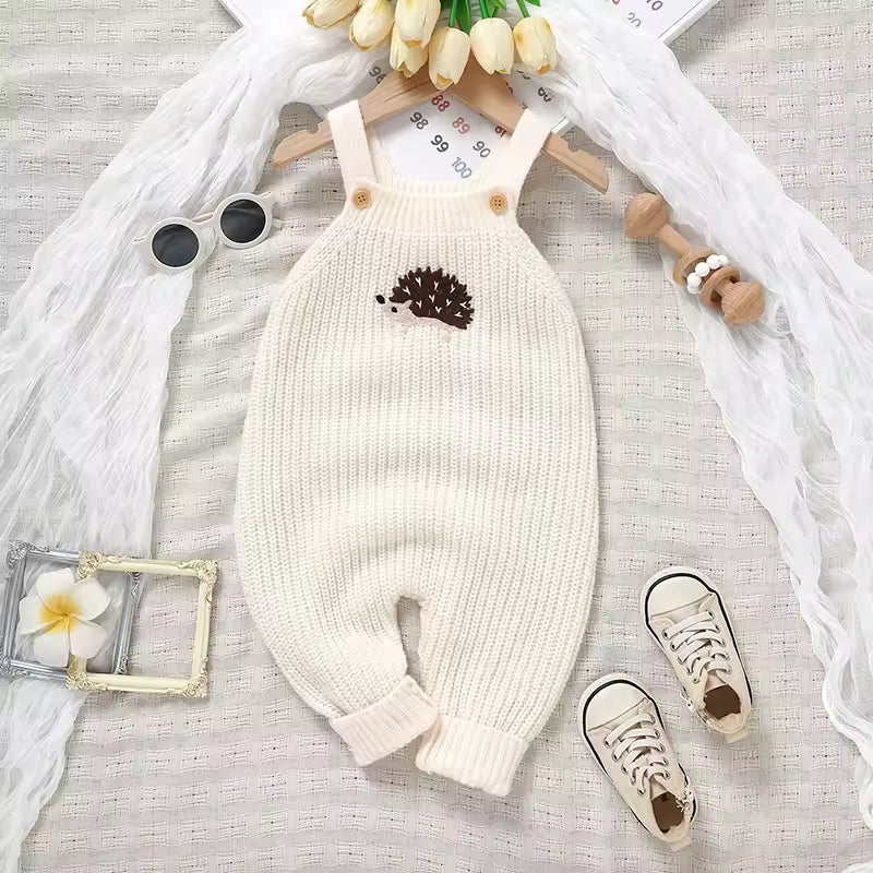 Baby Girls Boys Rompers – Cute Hedgehog Knitted Newborn Sleeveless Sunsuits Jumpsuits 0-18m