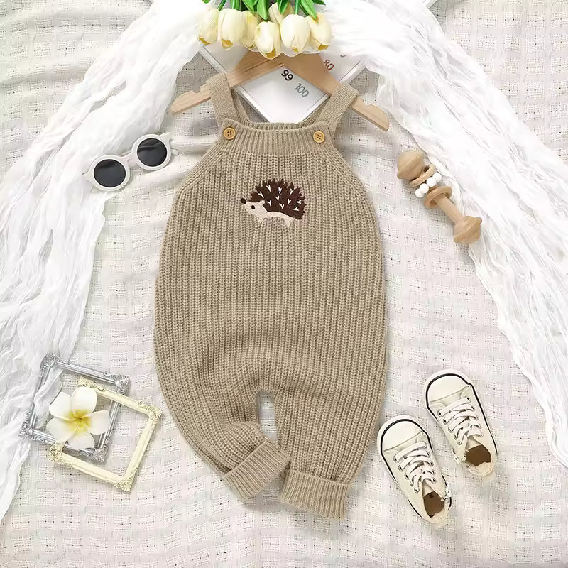 Baby Girls Boys Rompers – Cute Hedgehog Knitted Newborn Sleeveless Sunsuits Jumpsuits 0-18m