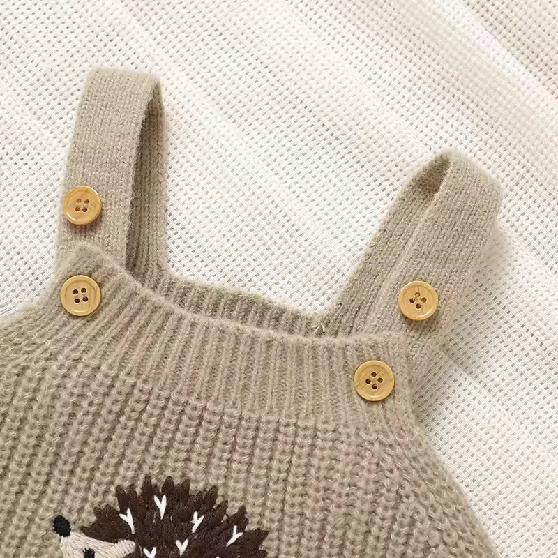 Baby Girls Boys Rompers – Cute Hedgehog Knitted Newborn Sleeveless Sunsuits Jumpsuits 0-18m