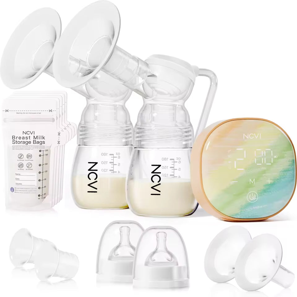 NCVI Double Electric Breast Pump, Portable Breast Pump Electric with 4 Modes 9 Levels,LED Display, 10pcs