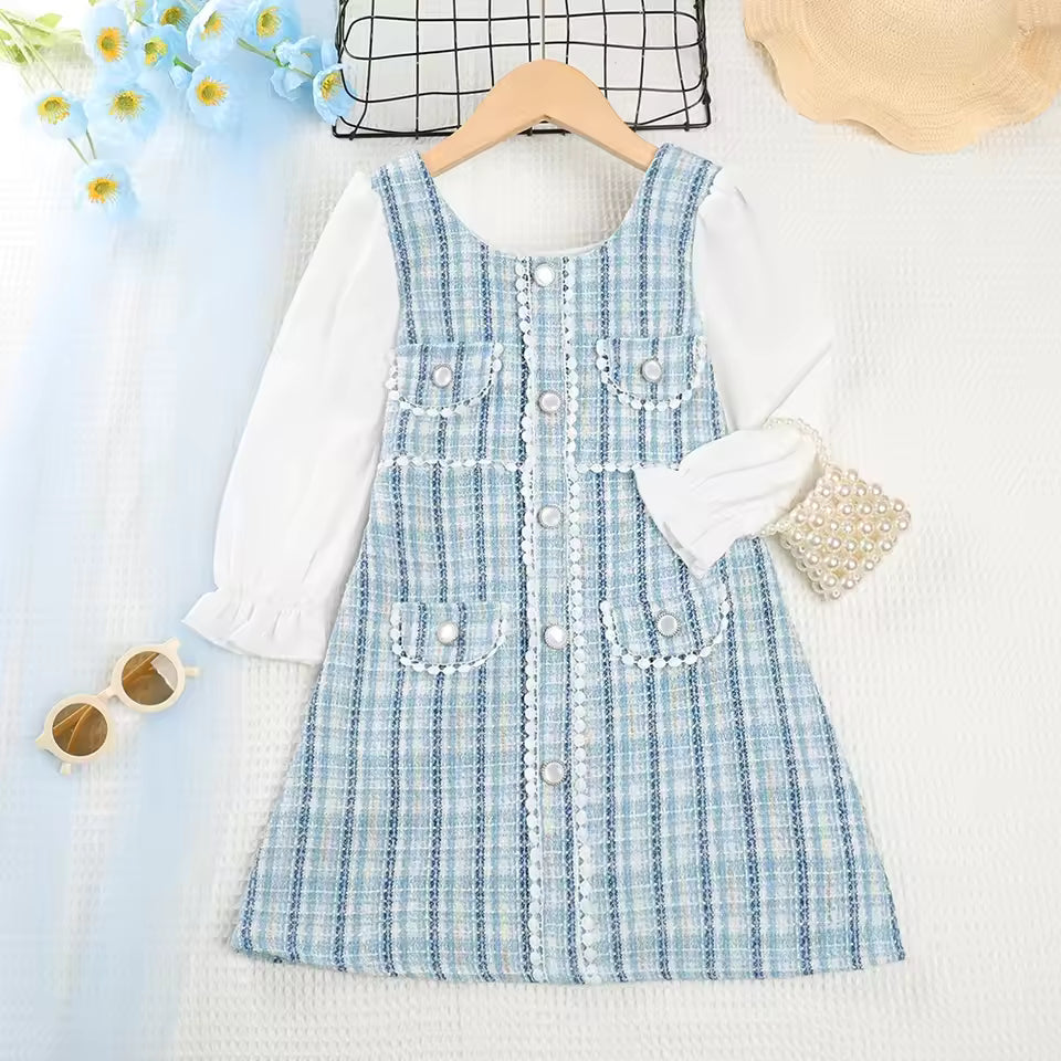 Menoea Girls' Dress 2025 Autumn Long Sleeve Dress Girls' Fashion