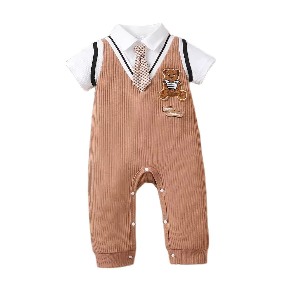 Brown baby romper with white shirt, 