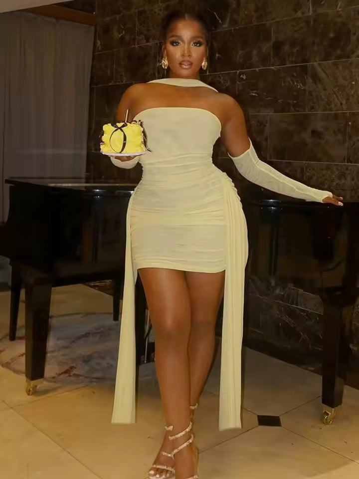Sexy See Through Dress+Shawl Women