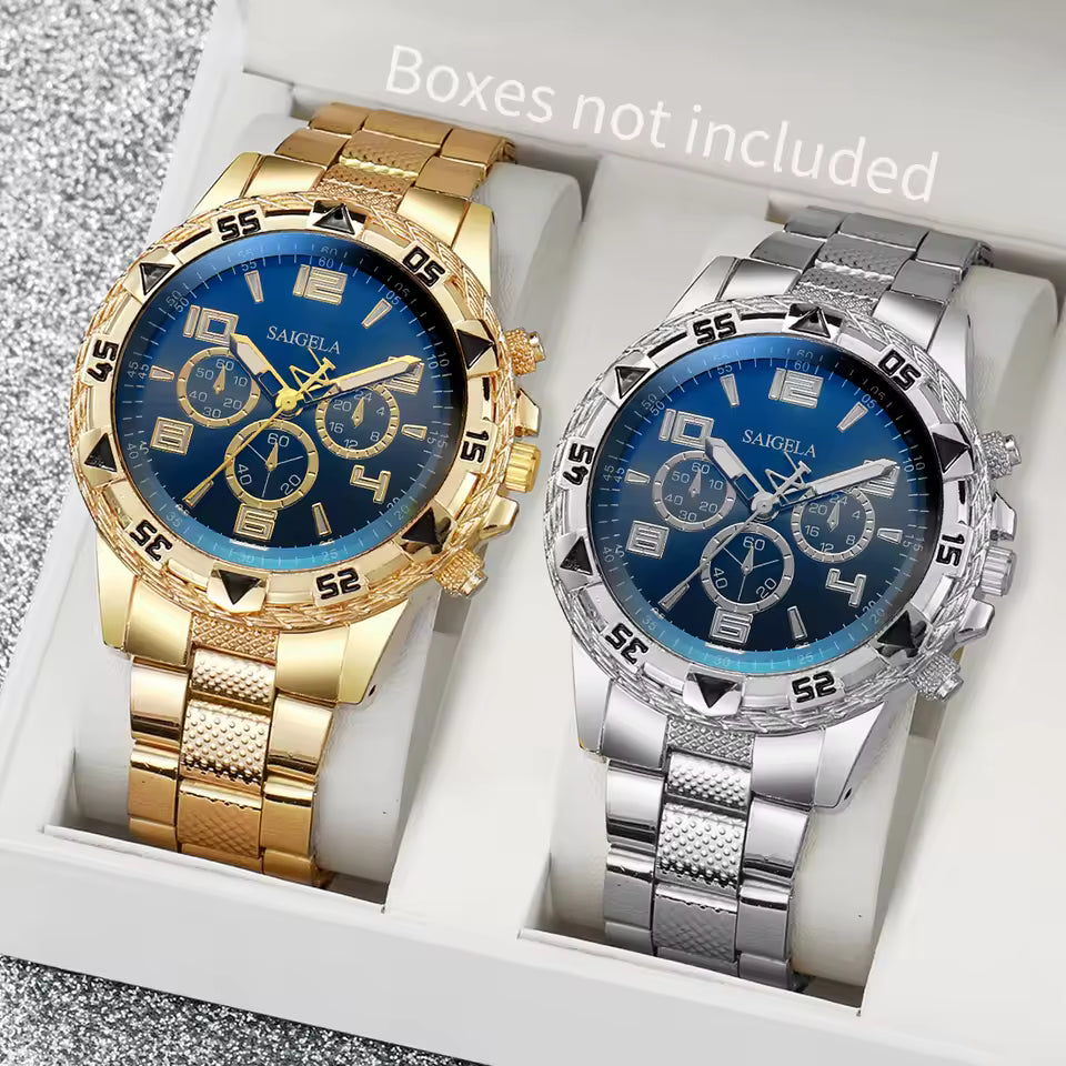 2pcs Men’s Quartz Watch Set Fashion Business Wristwatch for Men