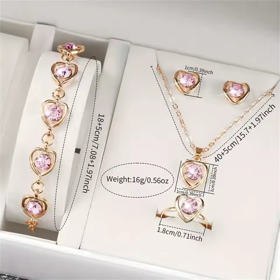 
Elegant Leather Band and Analog Watch Face, Women’s Quartz Watch with Heart Rhinestones, Lightweight and Stylish