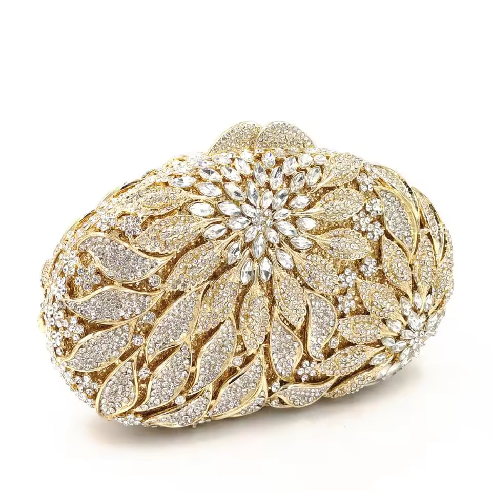 Gold Metal Evening Clutch Bags Luxury Women