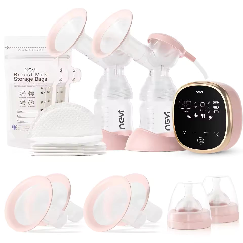 NCVI Double Electric Breast Pump, Portable Breast Pump Electric with 4 Modes 9 Levels,LED Display, 10pcs