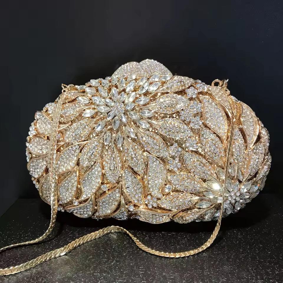 Gold Metal Evening Clutch Bags Luxury Women