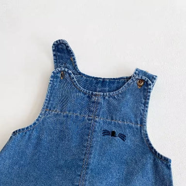 Toddler denim overalls rabbit ears warm autumn winter wear