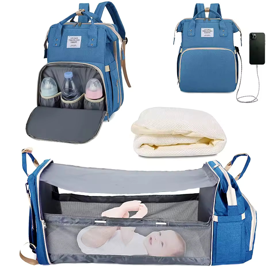 Versatile diaper bag backpack with quick-access front pocket